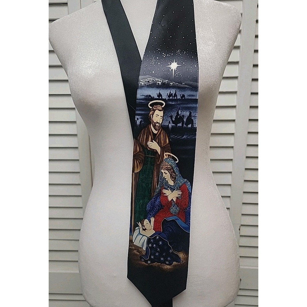 Nativity Neck Tie by Holidays All Silk Baby Jesus Mary Joseph 3 Wise Men